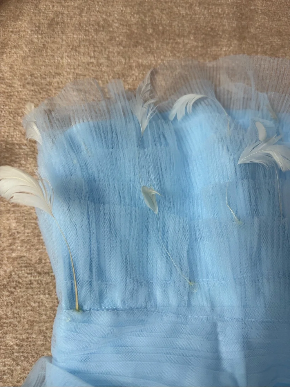 Mac Duggal 20529 Powder Blue Feather Strapless Tulle Fit & Flare Dress NWT 12 - Picture 11 of 16
